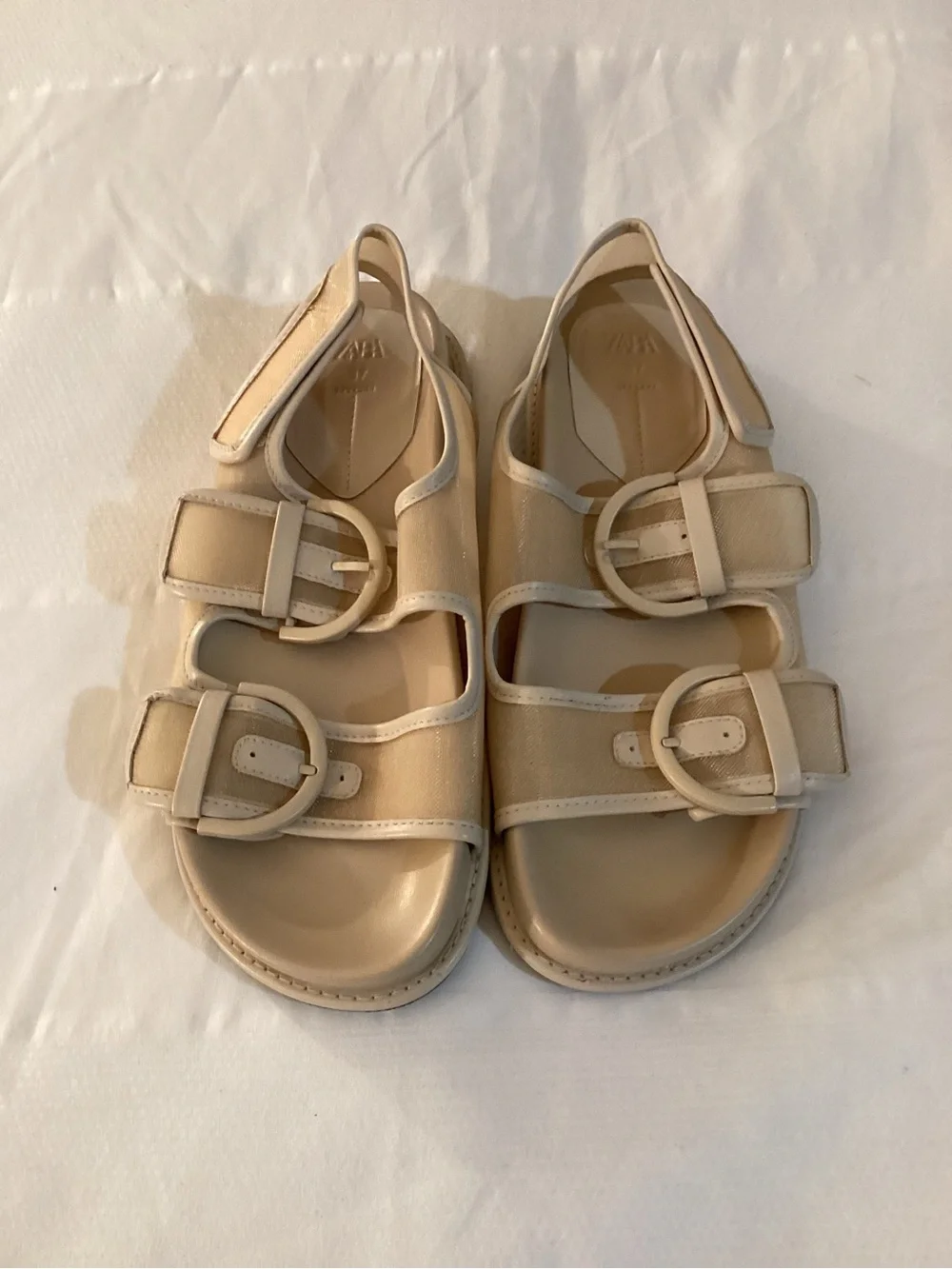 Zara Buckled Flat Mesh Sandals - Picture 2 of 14